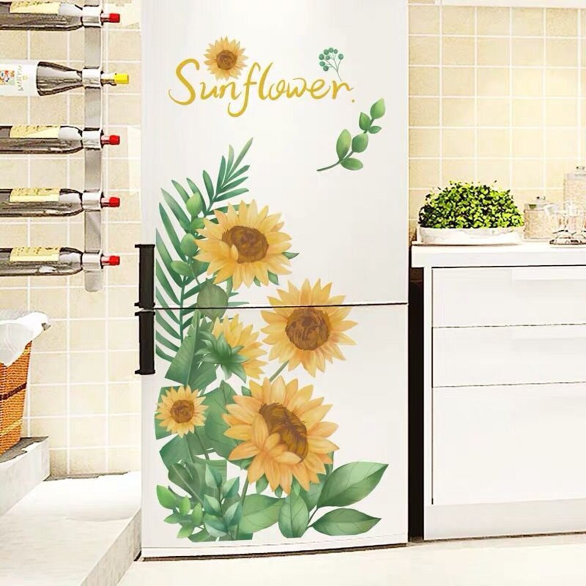 Amazing Yellow Sunflowers Wall Stickers Bedroom Flowers Home Etsy Canada