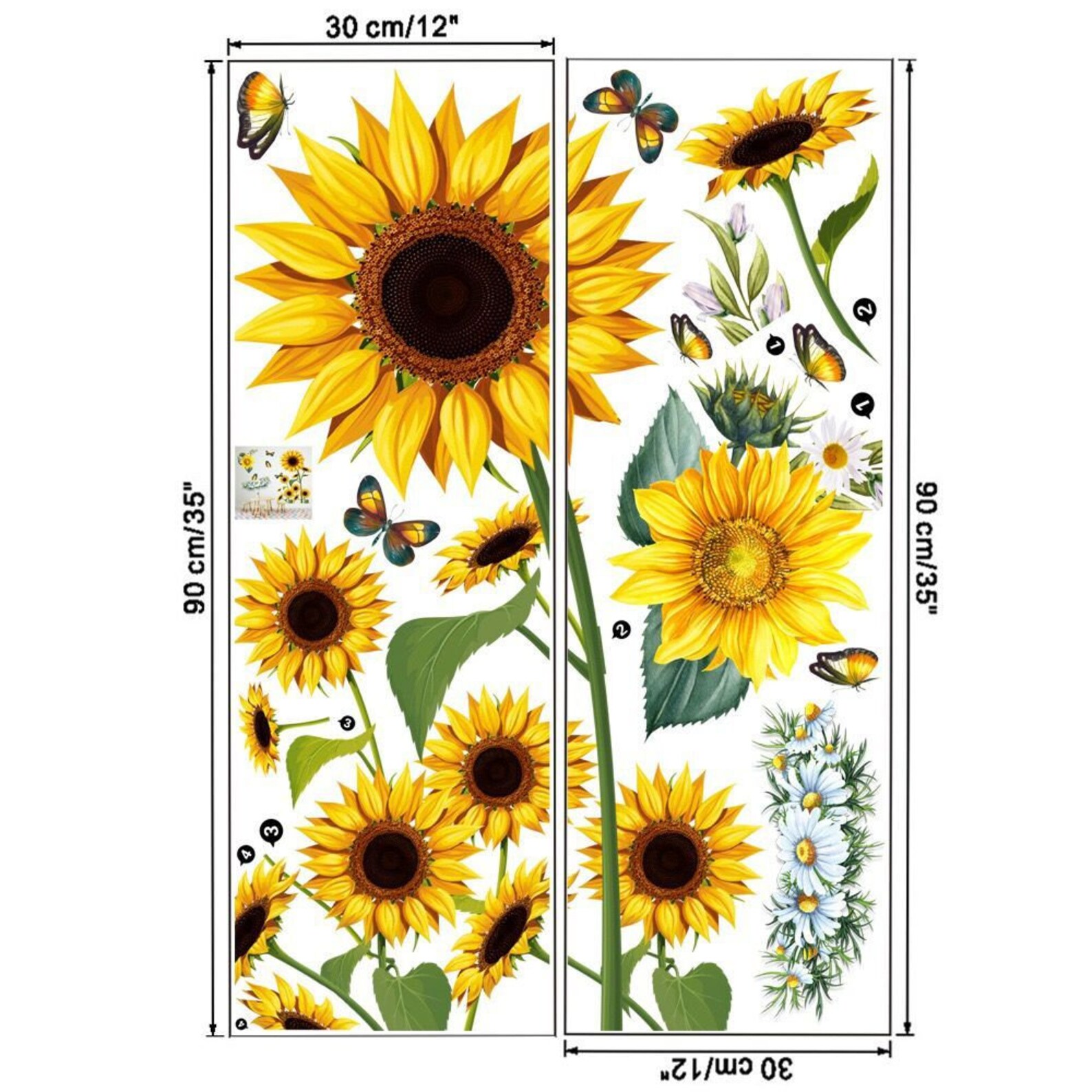 Sunflower Fabric Wall Decal Floral Wall Artsunflower Wall Etsy