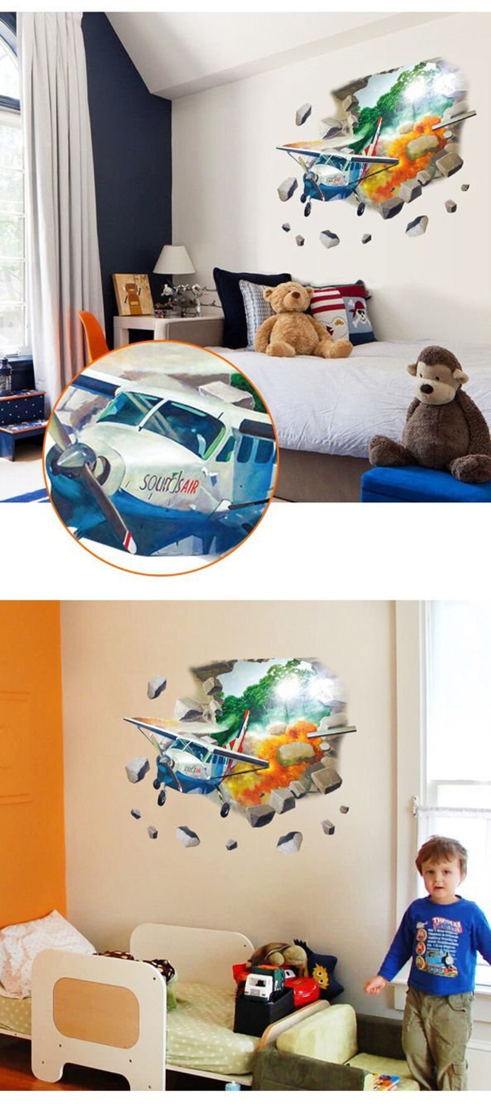 Jumbo Airplane Wall DecalAirplane Wall StickerLanding 3D Etsy