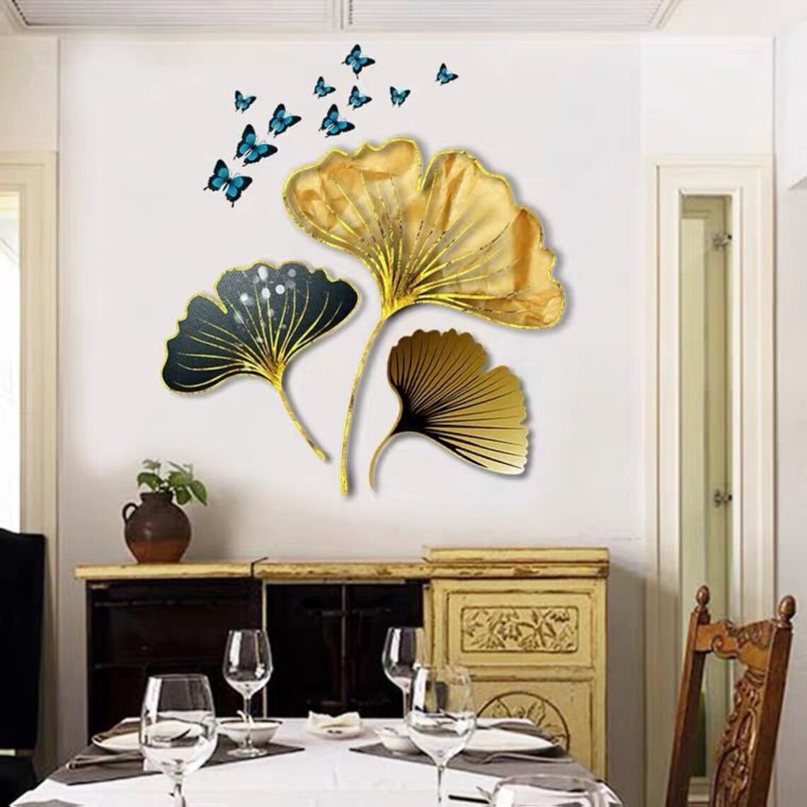 Ginkgo leaf wall sticker plant leaf decal golden leaf Etsy