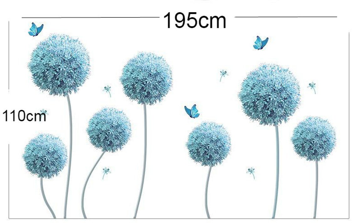 Dandelion Wall Decal Dandelion Flowers With Seeds Blowing In Etsy