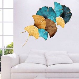 Green Ginkgo Leaf Wall Decal Ginkgo Leaf Sticker Plant Wall Decal,Tropical Plants Leaves Wall Decal | Nordic Style Living Room Wall Stickers