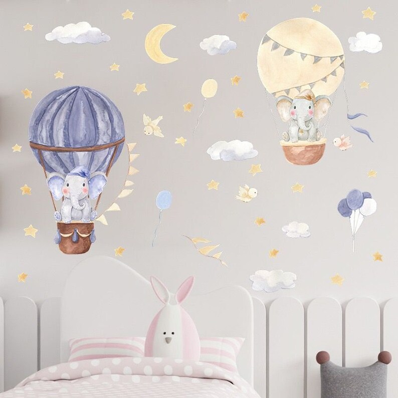 Colorful Hot Air Balloon Decals Hot Air Balloon Animal Wall Etsy