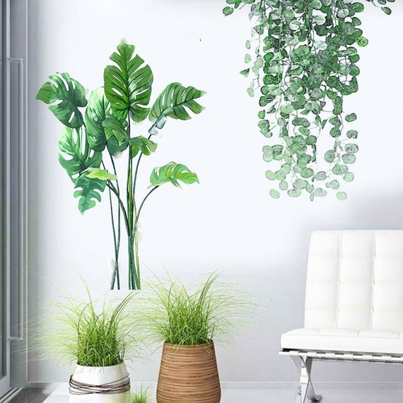 Superdant pianta tropicale decalcomanie della parete piante verdi adesivi  murali foglie di palma murale decorazione di
