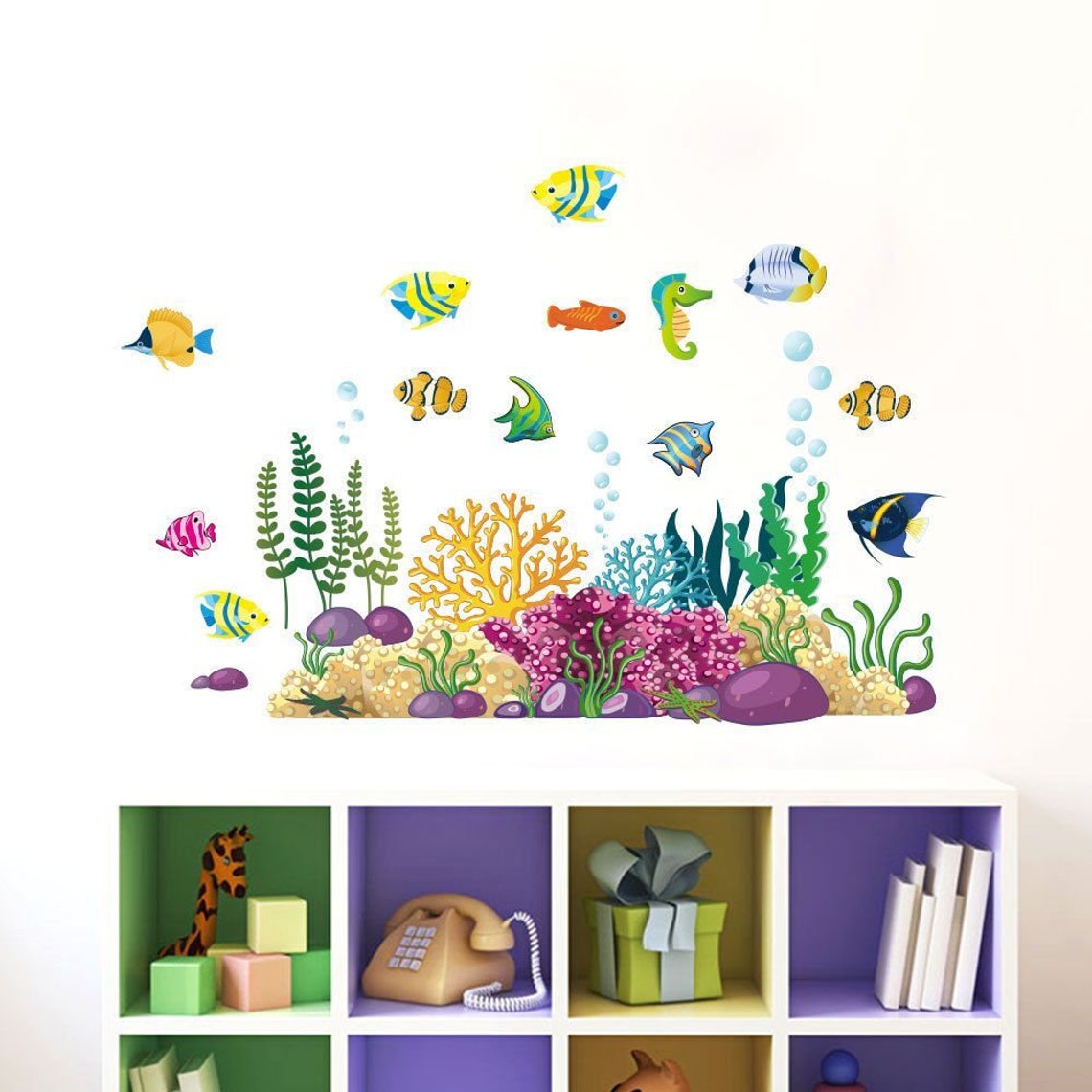 Underwater Animal Wall Sticker Fishes Wall Decal Sticker Sea Etsy