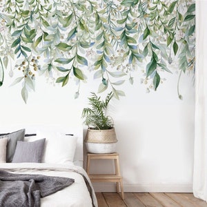 Leaves wall decal - watercolor wallpaper plant stickers, free shipping ,Plant wall sticker ,Flower wall sticker, Living Room Stickers g281