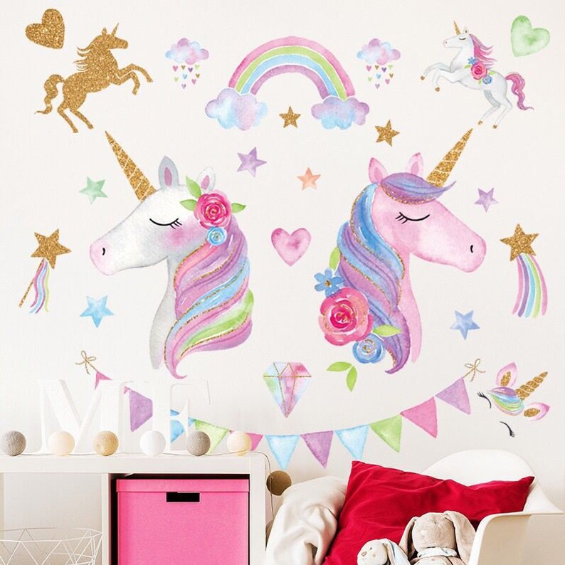 Pink Unicorn Wall Decalunicorn Stickerhorse Wall Etsy