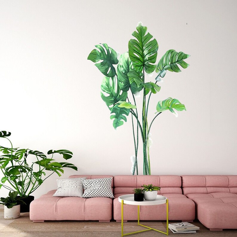 Tropical Plant Wall Stickers Large Big Green Leaf Wall Decals Etsy UK