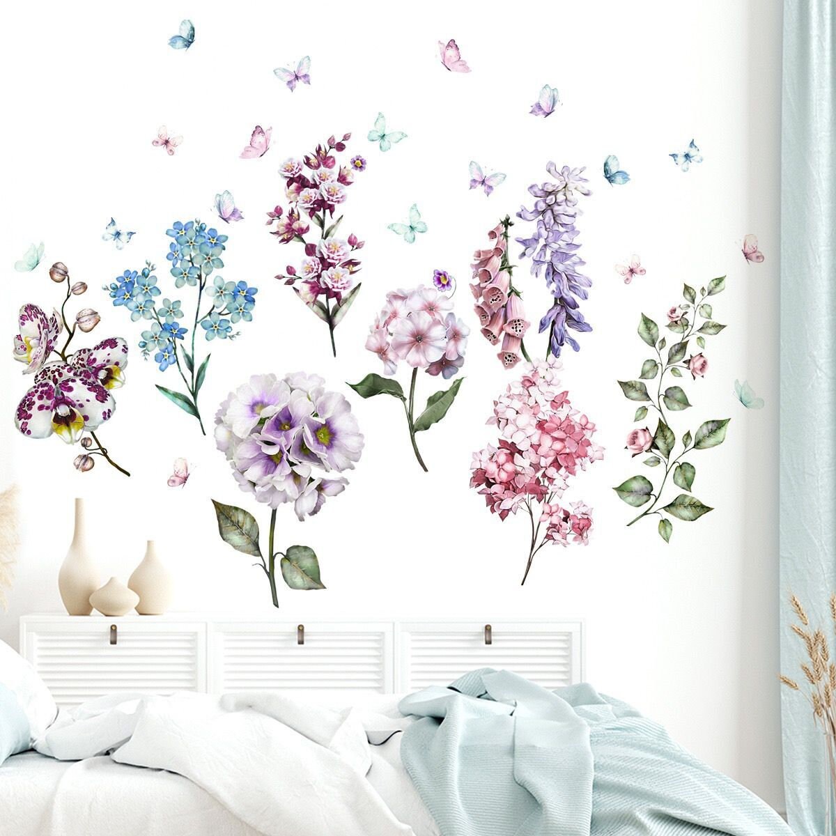 Plant Flowers Fresh Flower Wall Sticker Color Flower Wall - Etsy UK