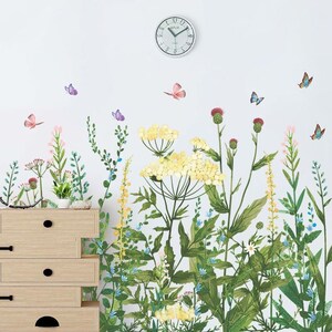 Plant Flowers Fresh Flower wall sticker Plants and Butterflies Decal   Door Bedroom Porch Wall Decoration Sticker Flower Garden  Decals g883