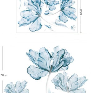 WBQMUNY Large Mandala Wall Decal Blue Lotus Flower Wall Sticker Remo