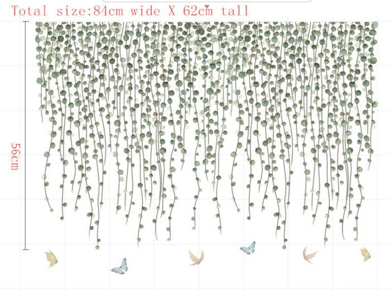 Hanging Dark Green Leaves Vine Wall Decal Natural Plants Wall Etsy