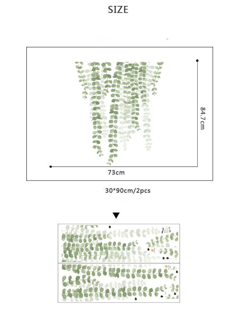 Hanging Dark Green Leaves Vine Wall Decal Natural Plants Wall Etsy