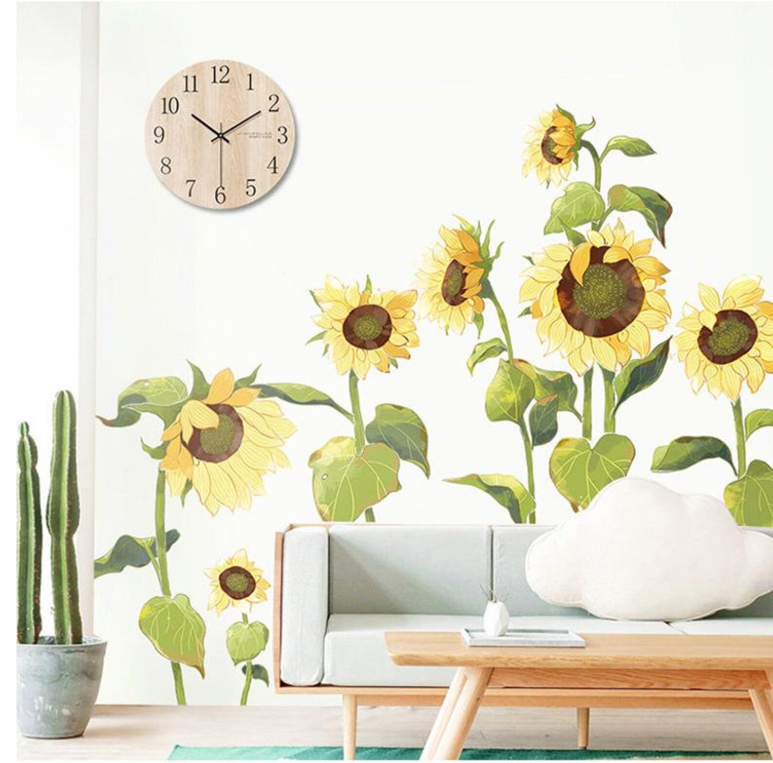 Amazing Yellow Sunflowers Wall Stickers Bedroom Flowers Home Etsy