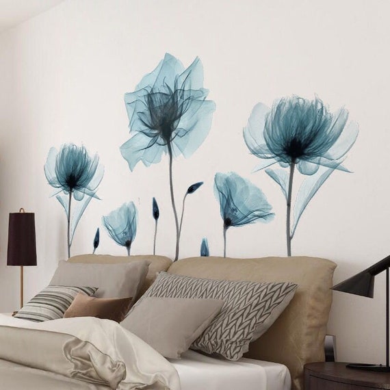 Blue Lotus Flower Wall Sticker Elegant Flower Wall Sticker Etsy
