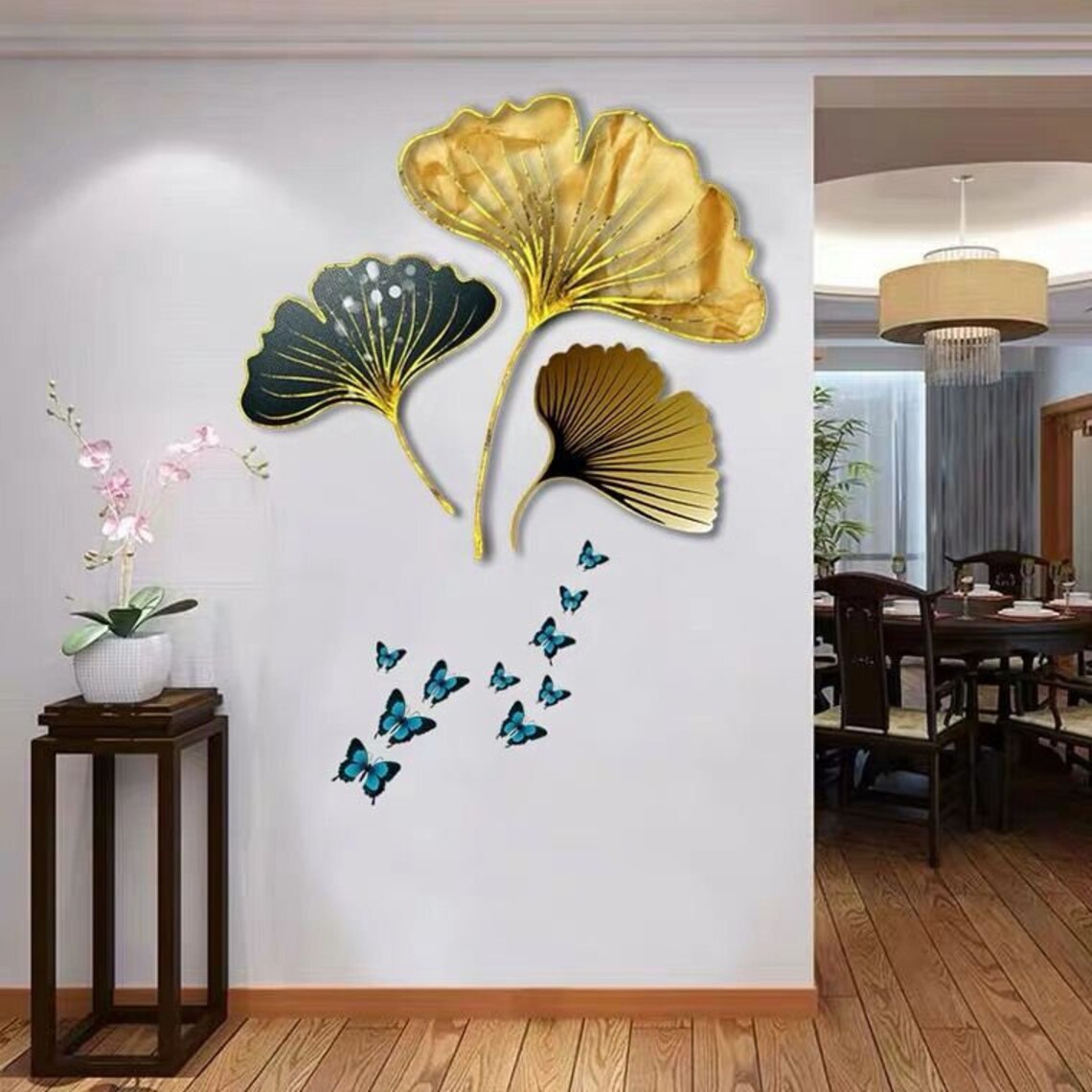 Ginkgo leaf wall sticker plant leaf decal golden leaf Etsy