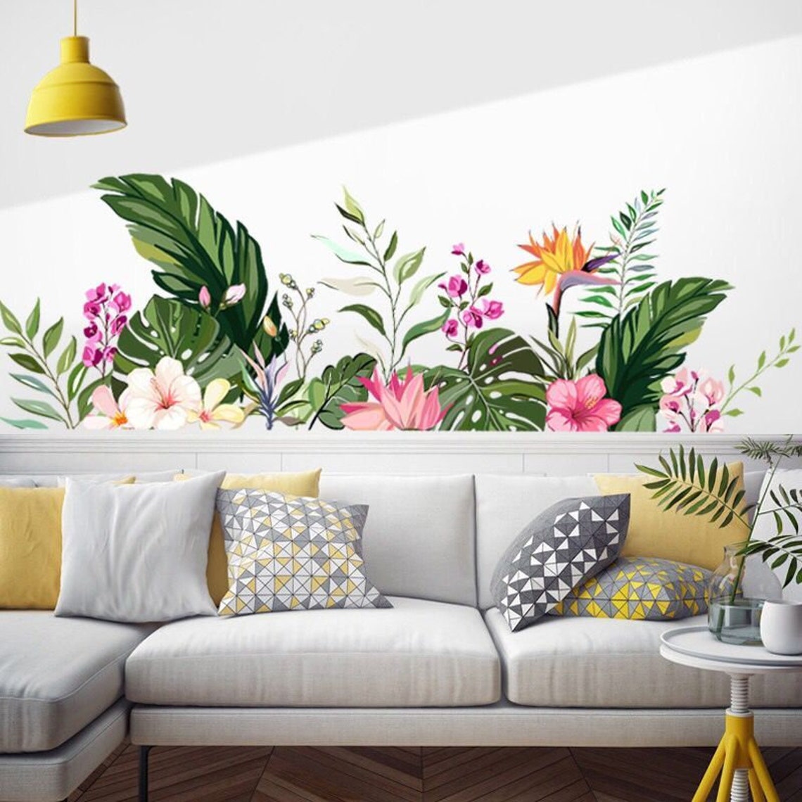 Tropical plant flower wall sticker flower wall sticker leaf Etsy