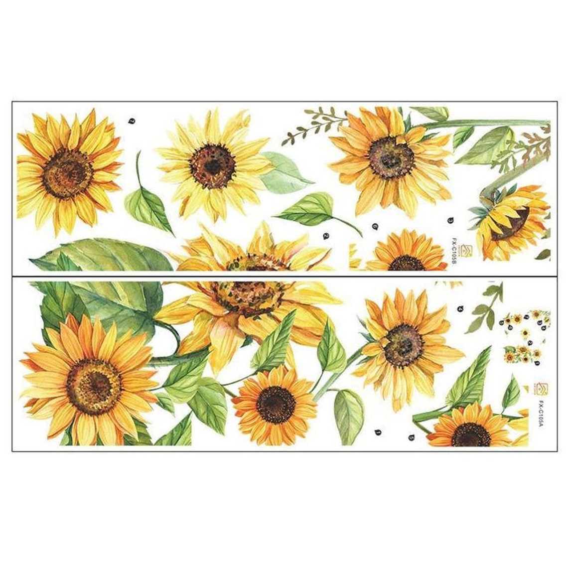 Amazing Yellow Sunflowers Wall Stickers Bedroom Flowers Home Etsy Canada