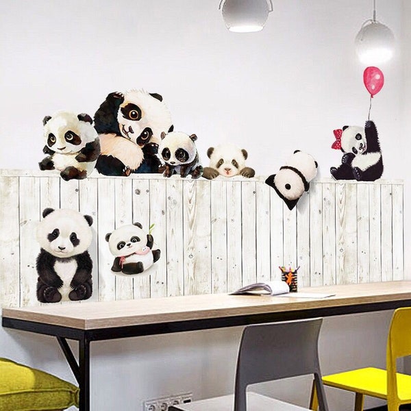 Cute Giant Panda Wall Sticker,Panda decal,Animal wall stickers Kindergarten Children Room Play Room Wall Decal g245
