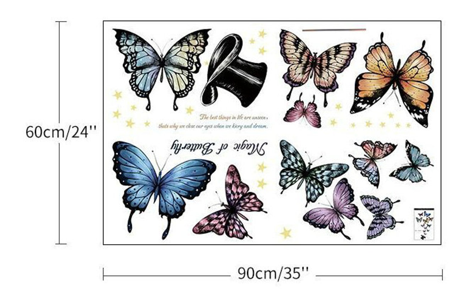 Plant Wall Stickers Large Size Butterfly Stickers Flying Etsy