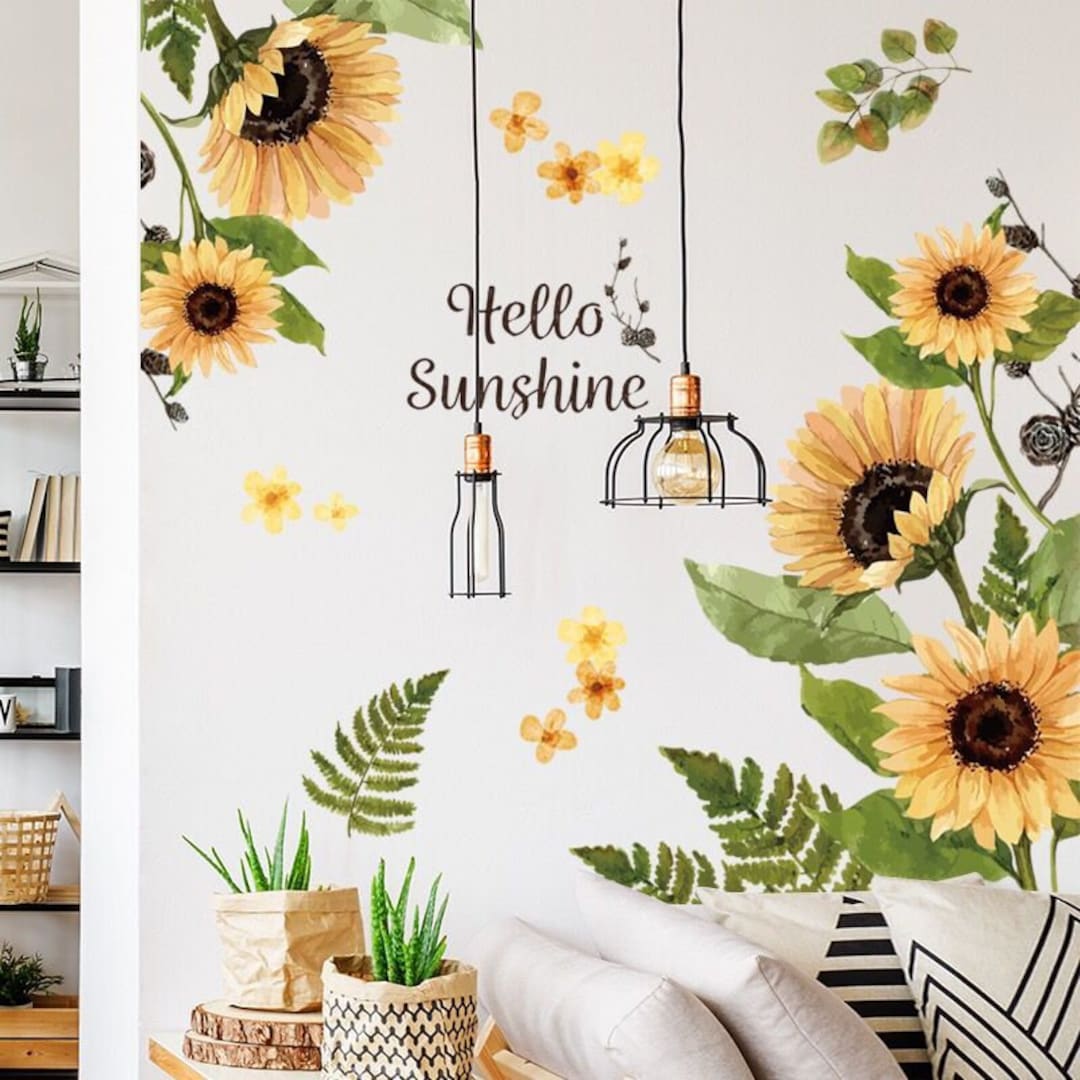 Tolle gelbe Sonnenblumen Wandsticker Schlafzimmer Blumen Home Dekor  MädchenZimmer Haus Aufkleber abnehmbare Wandbilder Schreibtisch Dekoration  g380