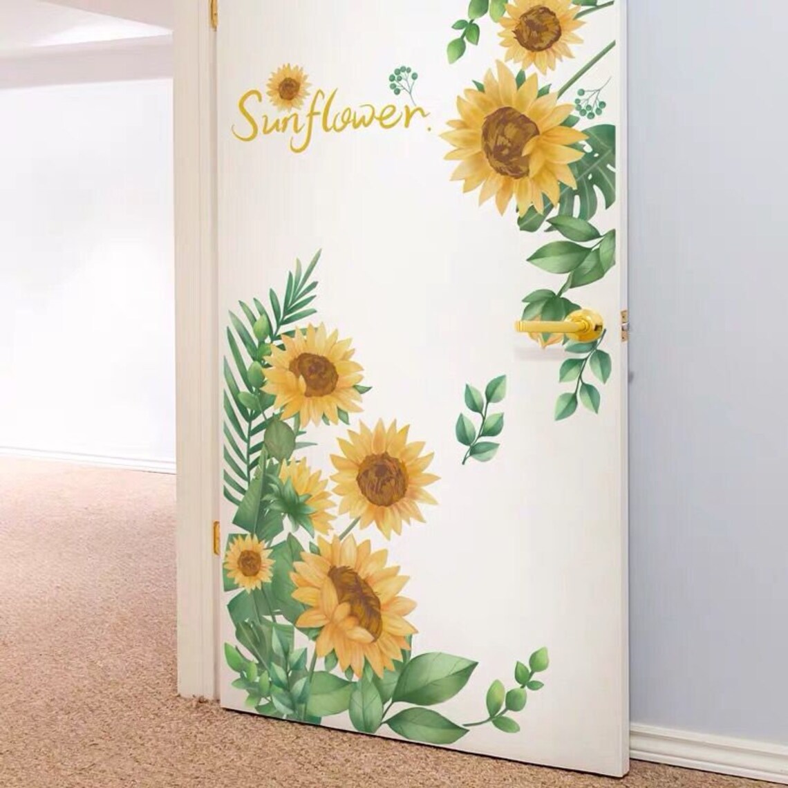 Amazing Yellow Sunflowers Wall Stickers Bedroom Flowers Home Etsy Canada