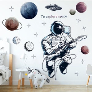 NEW Outer Space Wall Sticker Vinyl Childrens Bedroom Fun，Astronaut wall stickers g482