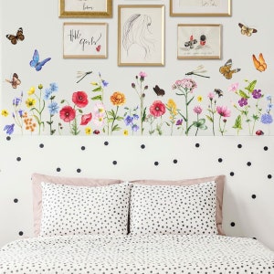 Flowers Wall Sticker - Girls Nursery Decor - Nursery Decal - Home Decor - Flower Wall Decal - Watercolor Floral Sticker  g811