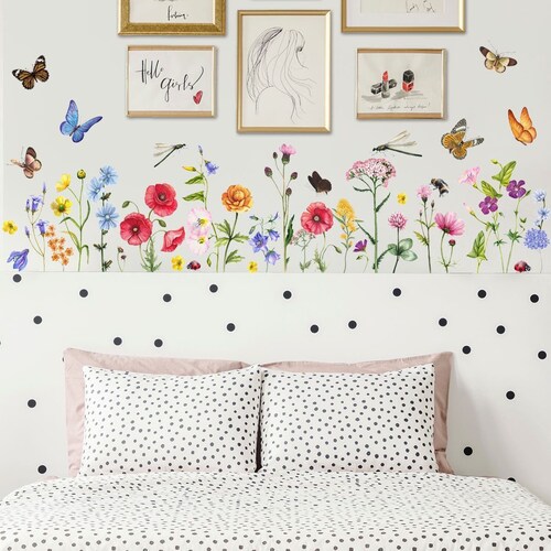 Flowers Wall Sticker Girls Nursery Decor Nursery Decal Etsy