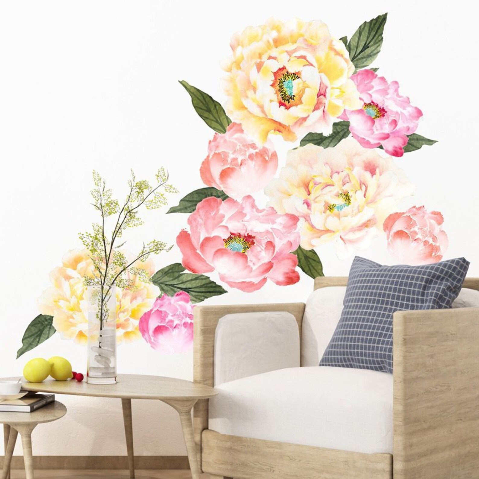 Large Peony wall decalPeony wall decal blue peony wall Etsy