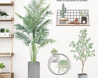 Plant lover decals - faux plant wall stickers, botanical wall decal,Green Plant With  Leaves Wall Stickers Wall Decal  G203