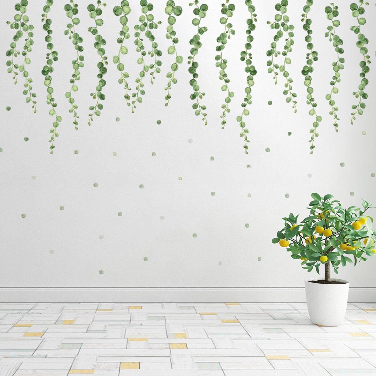 Plant decals vine wall decals green plant wall stickers leaf Etsy