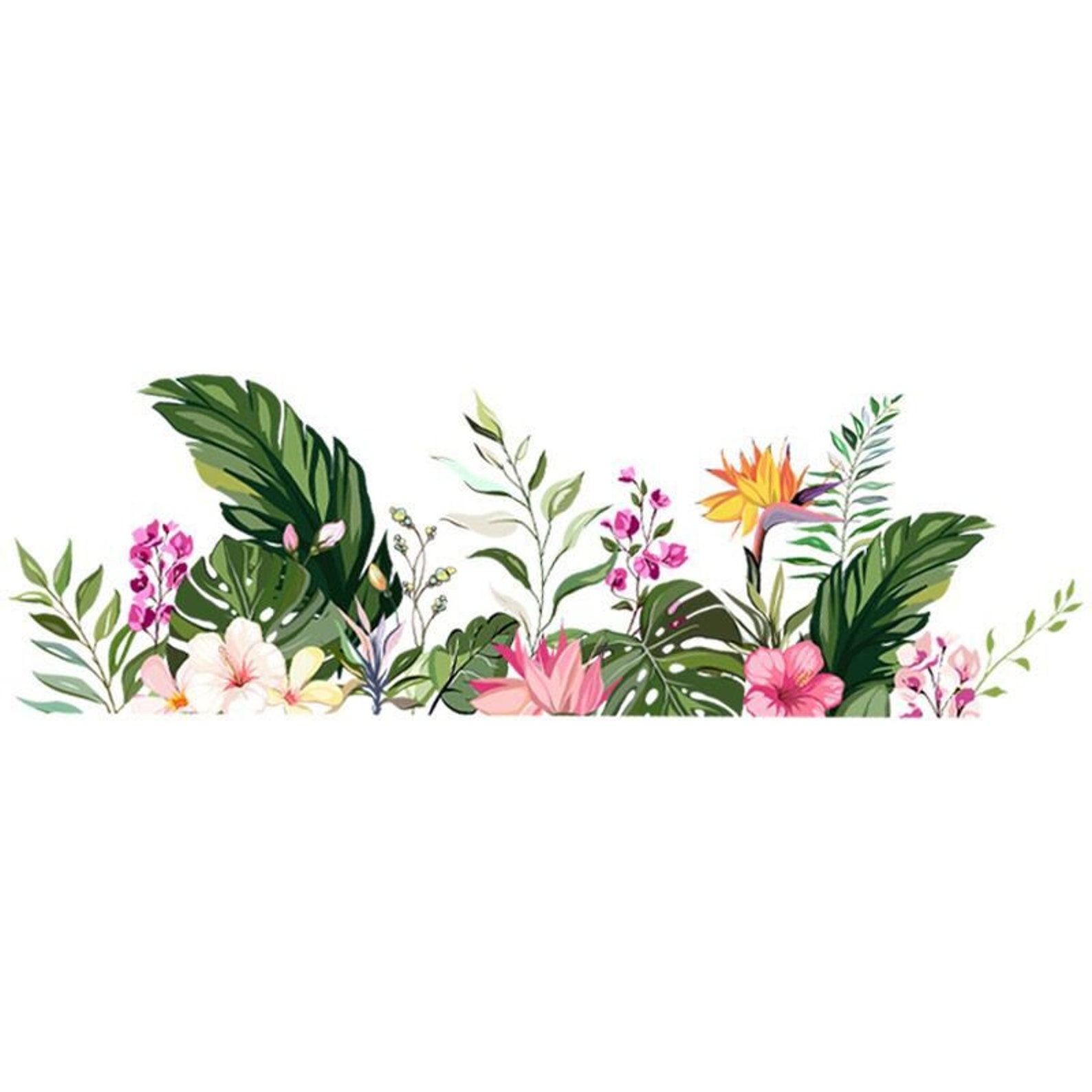 Tropical plant flower wall sticker flower wall sticker leaf | Etsy
