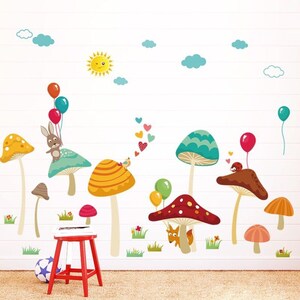 Mushroom Wall Decals，Woodland Nursery Decals, Forest Decals, Kids Room Wall Decals, Woodland Nursery Wall Stickers G329