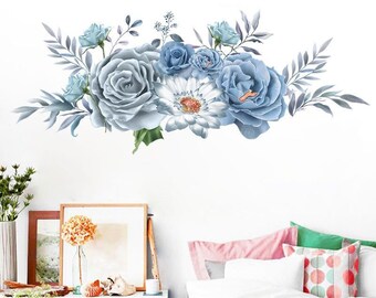 2 PCS-Floral Wall Decals, Peony Wall Decals Flowers Wall Decals, Pink Watercolor Peony Wall Stickers Peel and Stick Removable Stickers g219