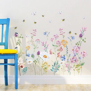 SALE-Flowers Wall Sticker - Girls Nursery Decor - Nursery Decal - Home Decor - Flower Wall Decal - Watercolor Floral Sticker  g811