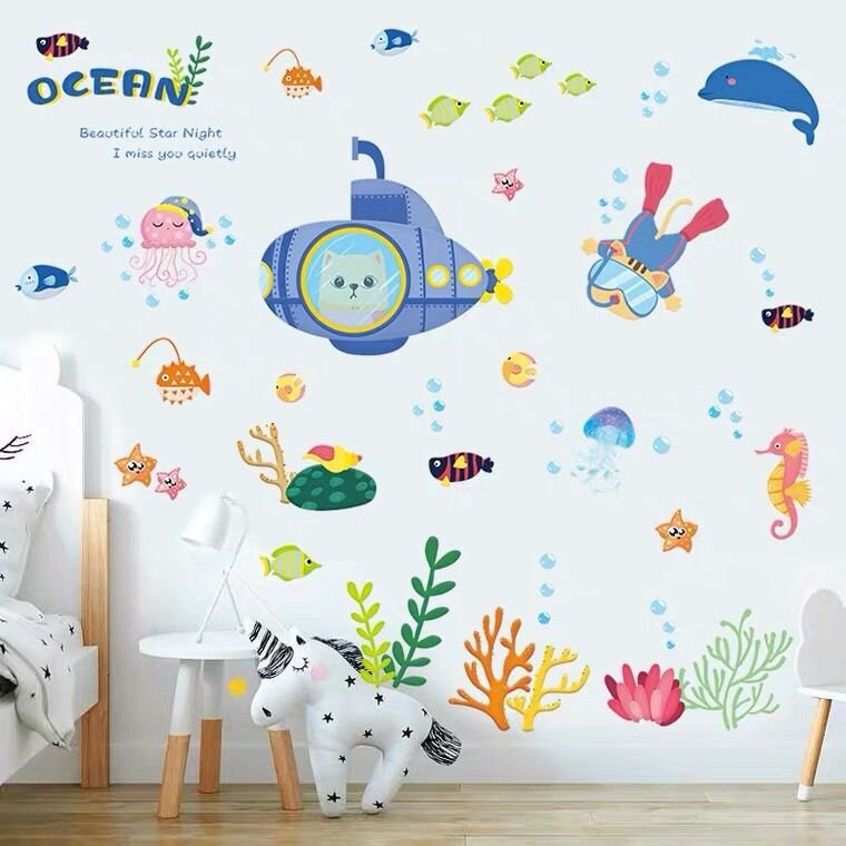 Underwater Animal Wall Sticker Fishes Wall Decal Sticker Sea Etsy
