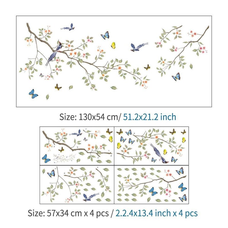 Branches Wall Stickers Birds Decals Flowers and Birds Etsy