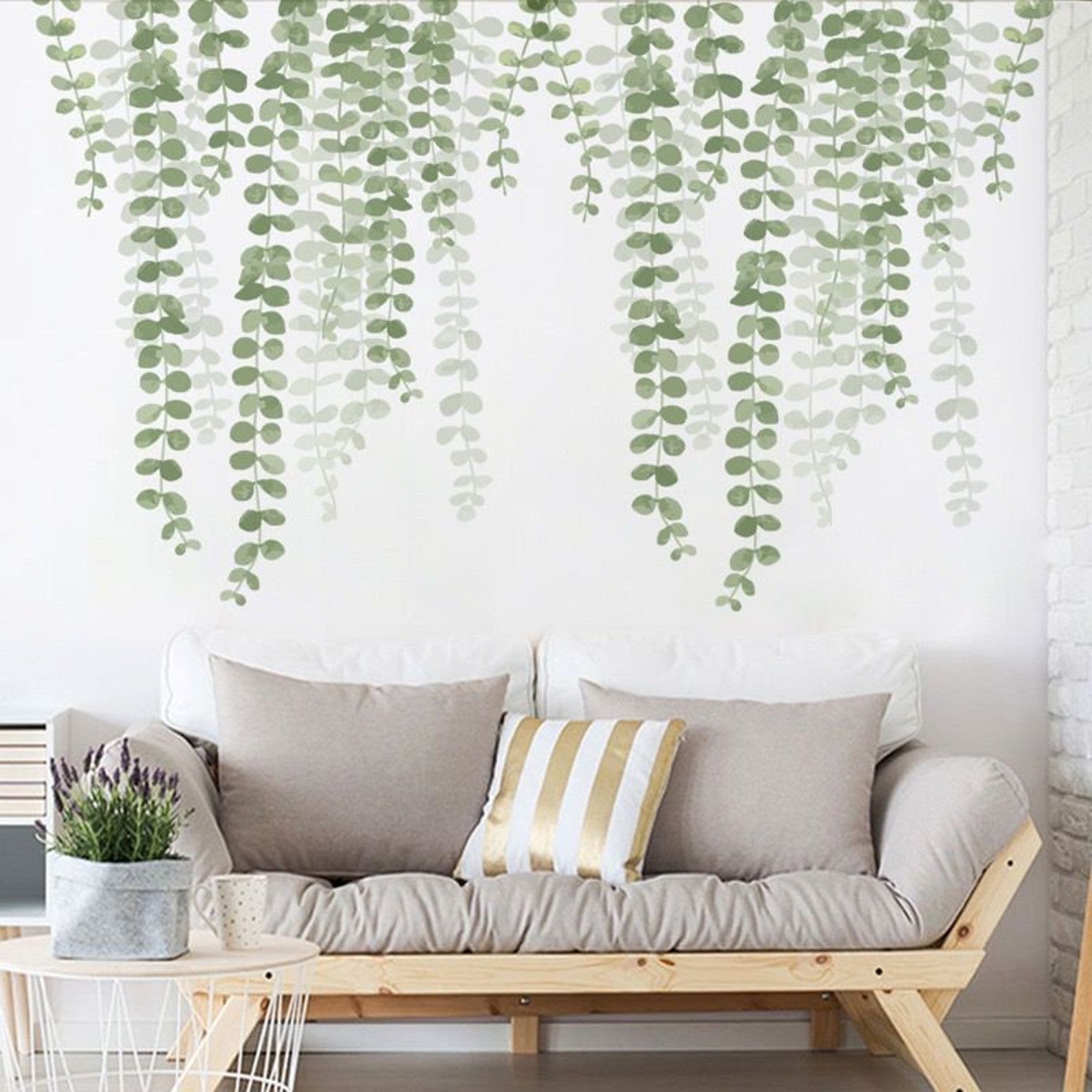 Hanging Dark Green Leaves Vine Wall Decal Maple Leaf Wall Etsy