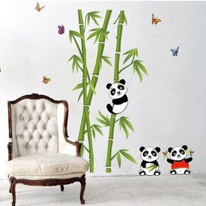 Panda Bamboo Wall Decal,panda wall decal,nursery wall decal,bamboo wall decal,children's room wall stickers living room wall decal  g289