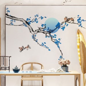 Chinese Wind Plum blossom Wall Stickers flower Wall Decal Branches Sitting Room TV Background Wall Decal Creative Dining-room Adornment