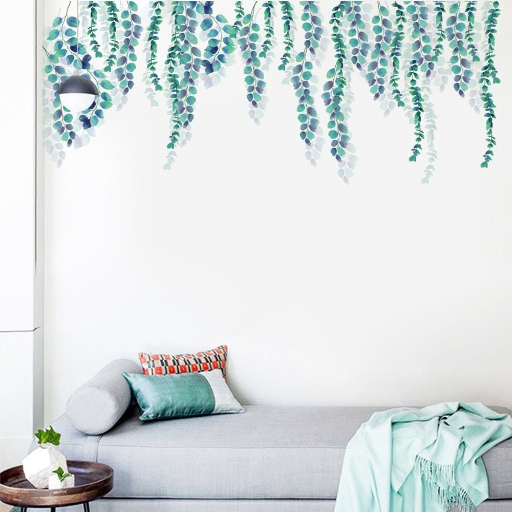 Hanging dark green leaves vine wall decal natural plants Wall Etsy