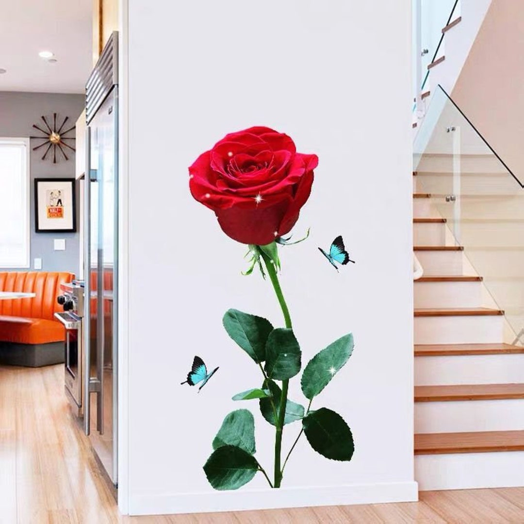 Rose Flower Wall Decal,red Wall Decor, Flower Decal Stickers,flower