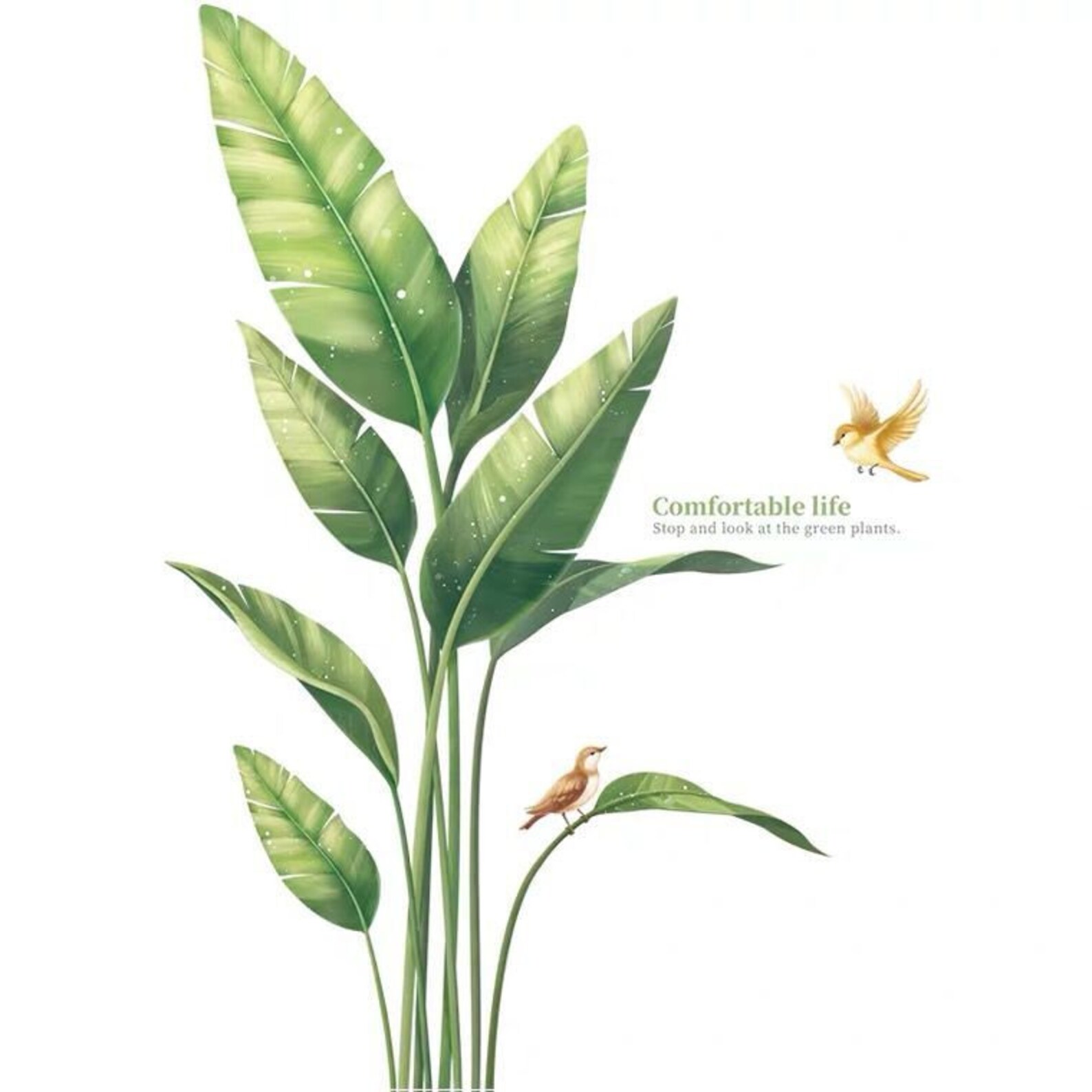 Tropical Plant Wall Stickers Large Big Green Leaf Wall Decals Etsy