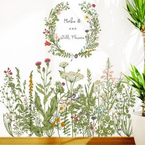 romantische kleine Blumen Wandtatto Mädchenzimmer bunt grün und rosa Aufkleber Kinderzimmer Home Dekor Wandbild abnehmbare Wand Kunst Drucke