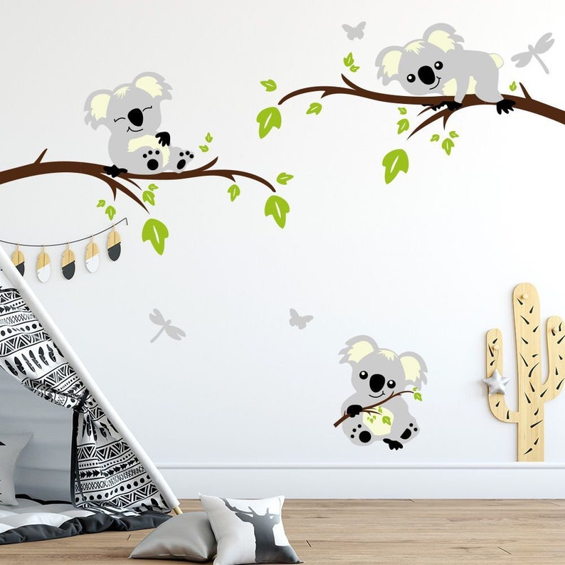 Koala Bear Wall Decals Removable Forest Tree Branch Animal Etsy