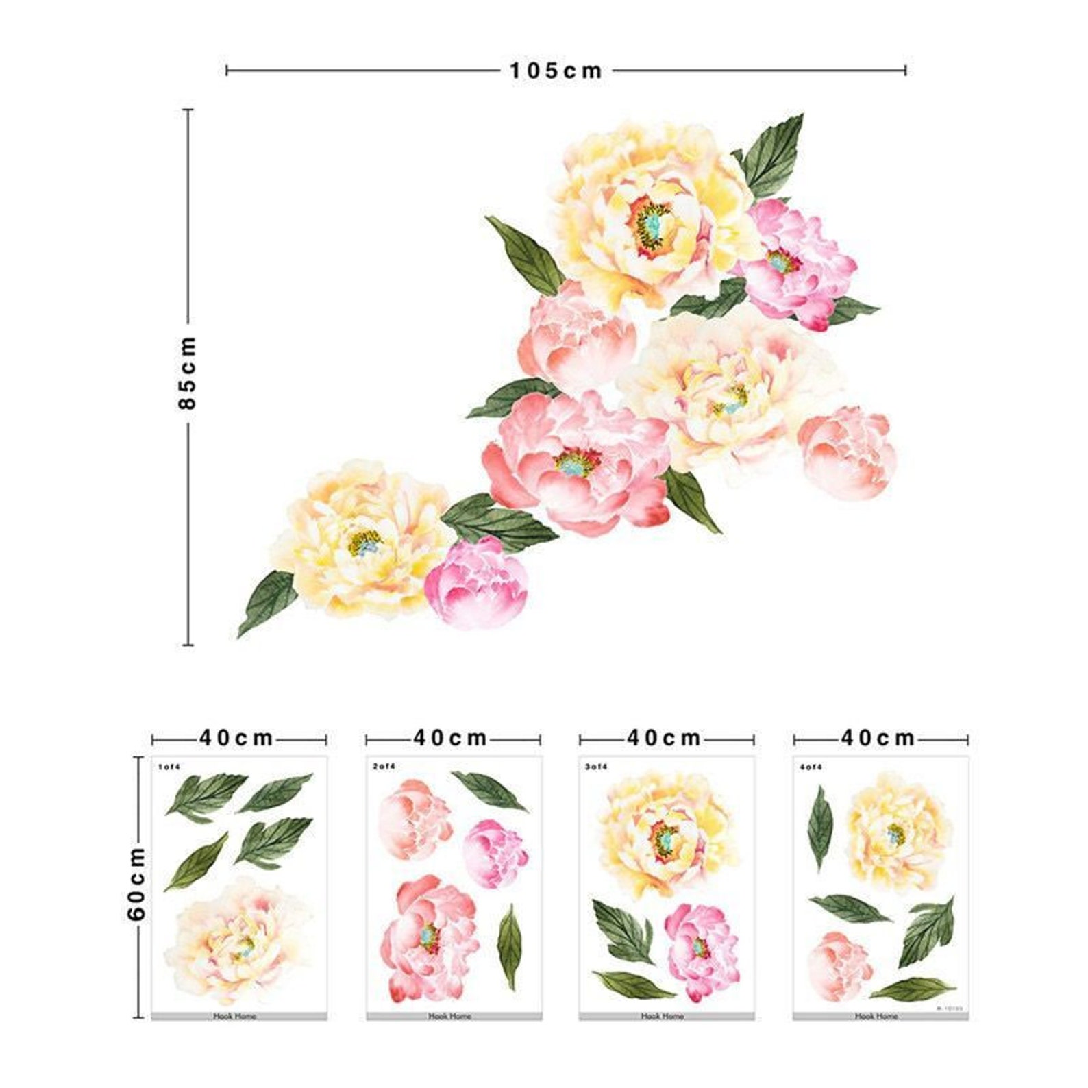 Large Peony wall decalPeony wall decal blue peony wall Etsy