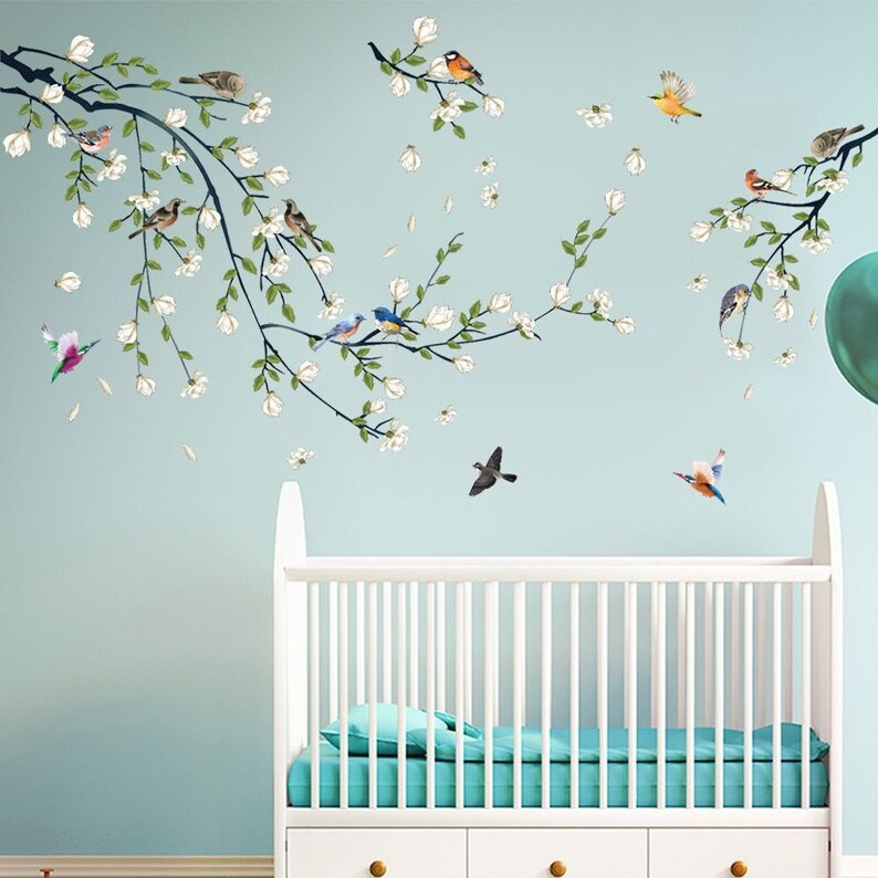 Branches Wall Stickers Birds Decals Flowers and Birds Etsy