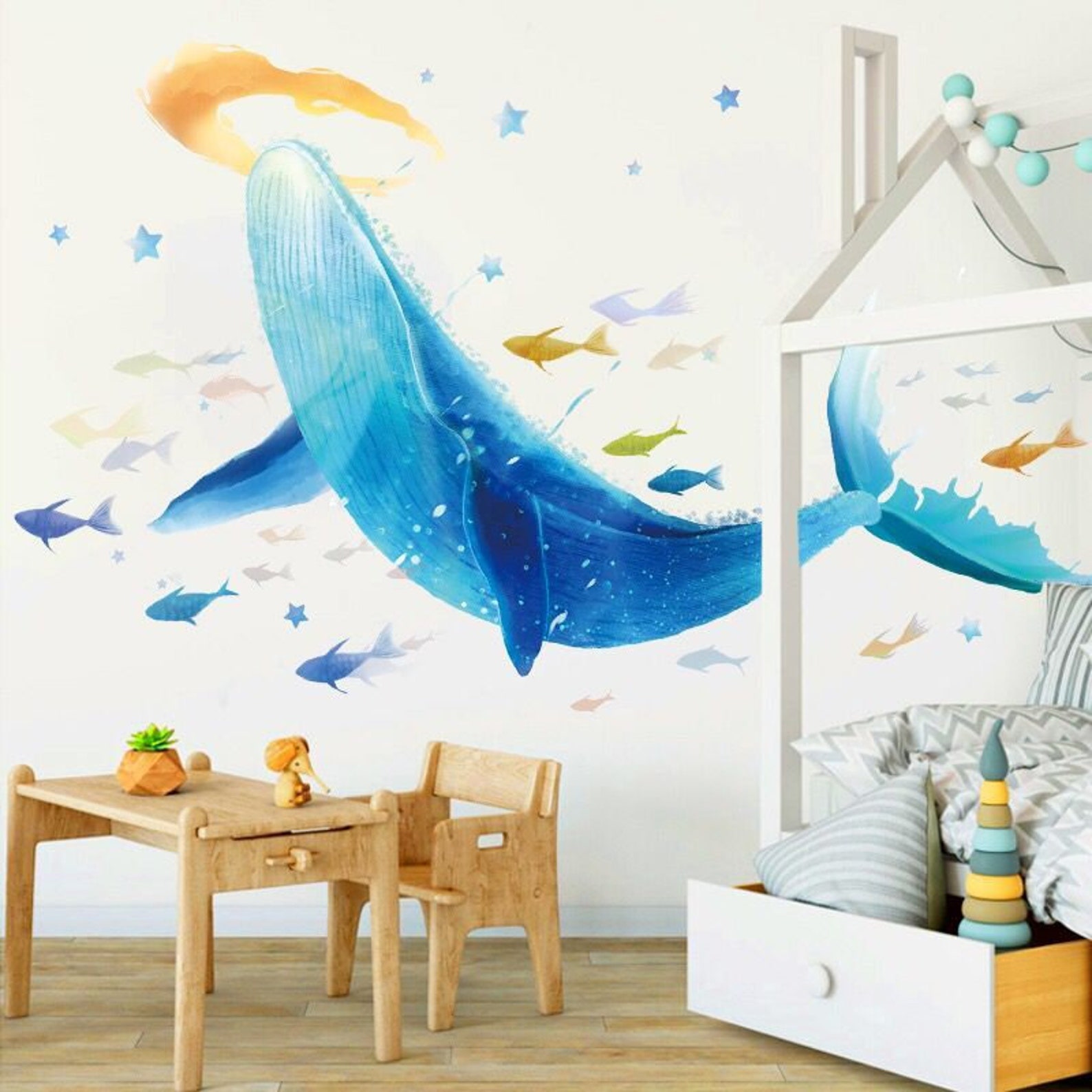 Nursery Wall Decal Whale Wall Sticker Wall Decal Kids Room Etsy