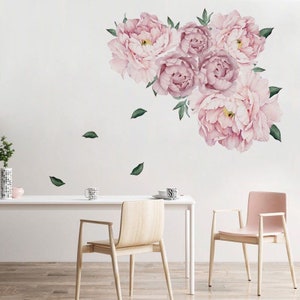 Large Peony wall decal,Peony wall decal, pink peony wall decor, pink flower decal stickers, floral wall decoration, Flower wall sticker g163